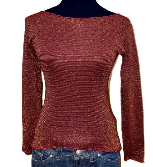 Glittery Lurex Bordeaux Top – Size S