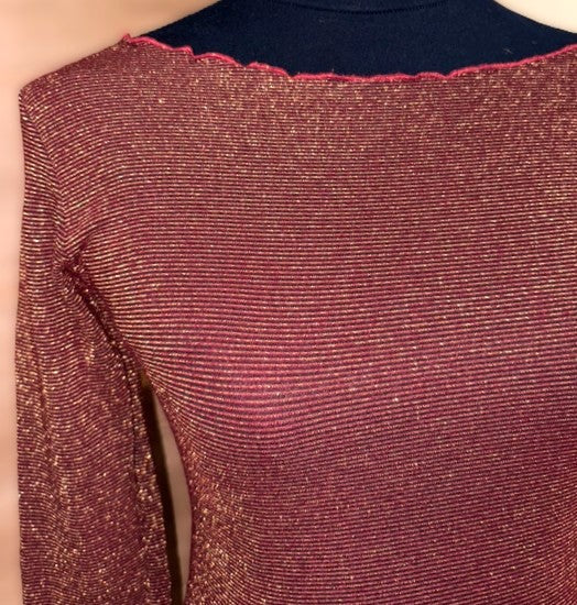 Glittery Lurex Bordeaux Top – Size S