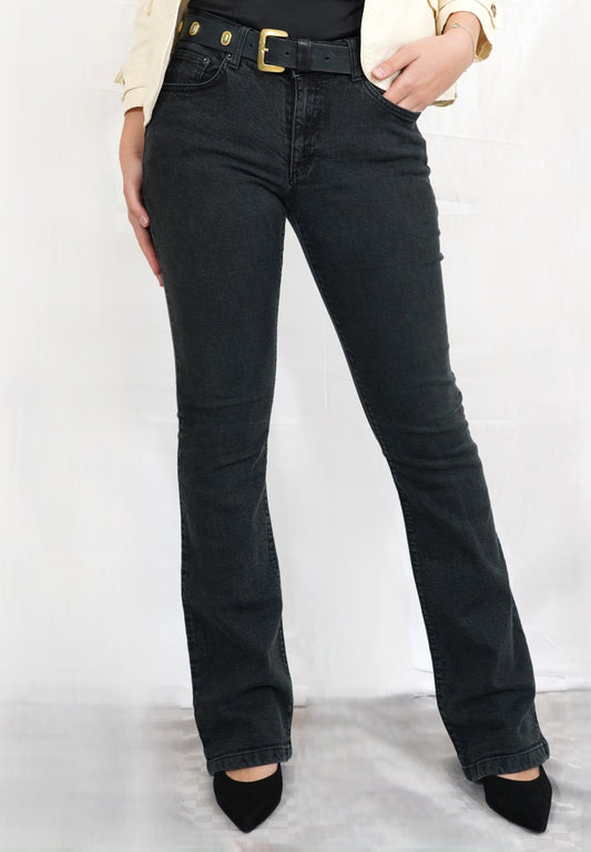 Black Stretch Flared Jeans