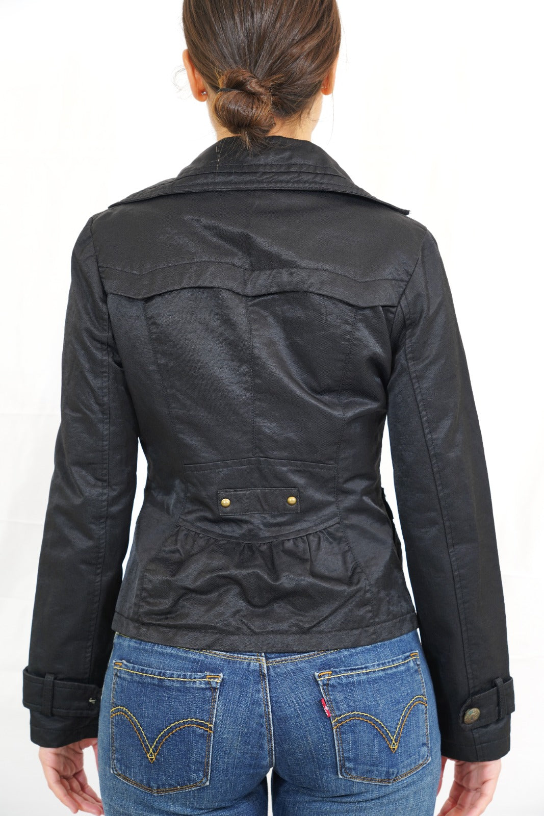 Black Fitted Military-Style Jacket